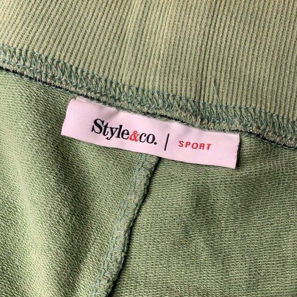 Style & Co Sport Embroidered Cropped Sweatpants Green Teal Mint - Picture 3 of 7